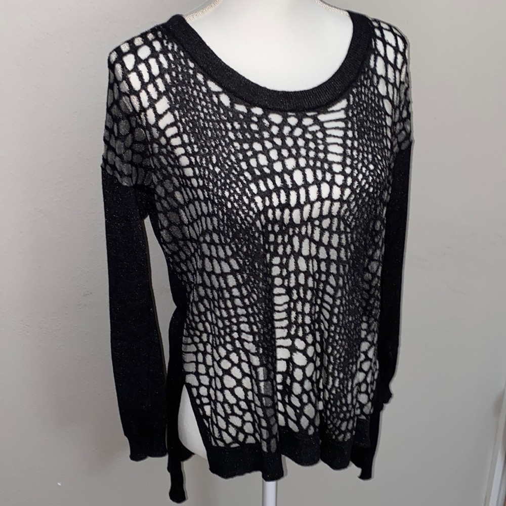 Sheer Black Long-sleeved Sweater